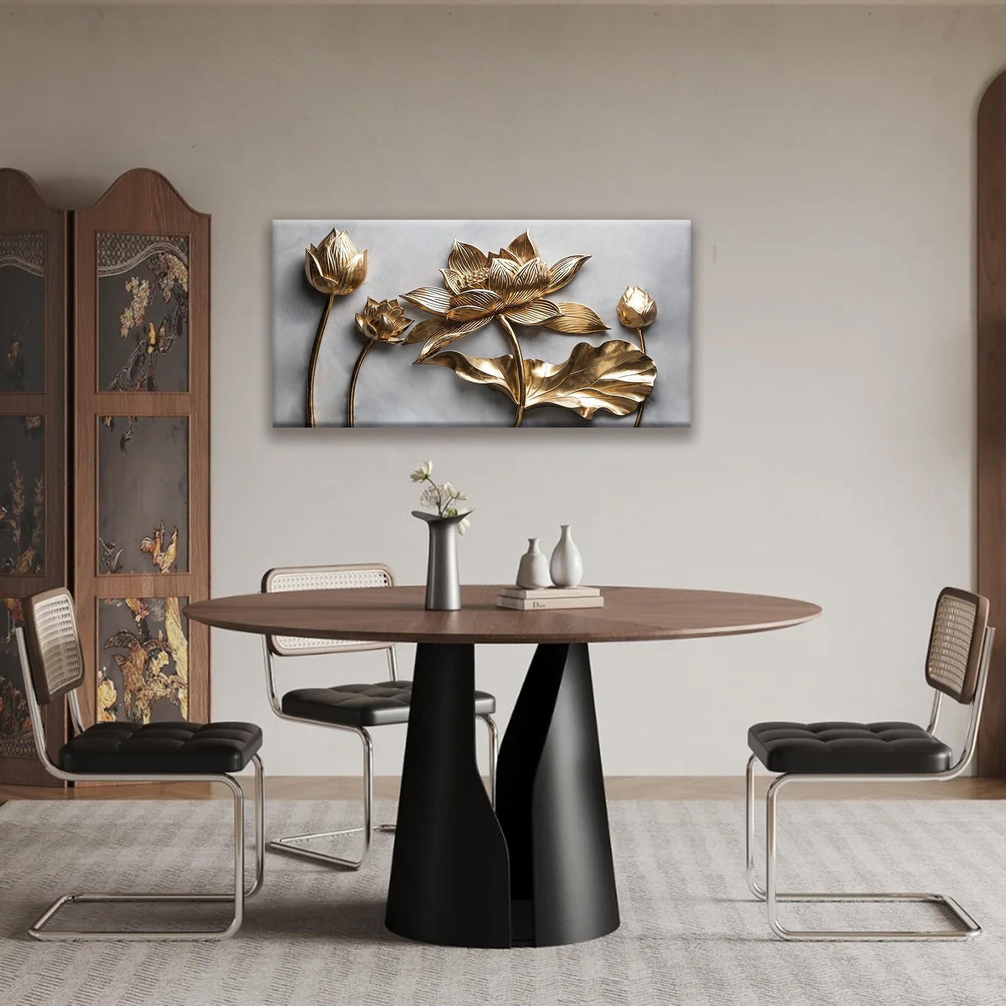 Canvas Art Wall Decor Print Modern Minimalist Flower Paintings Gold Wall Art Prints Floral Wall Art Pictures For Bedroom Kitchen Office Artwork 20"×40"