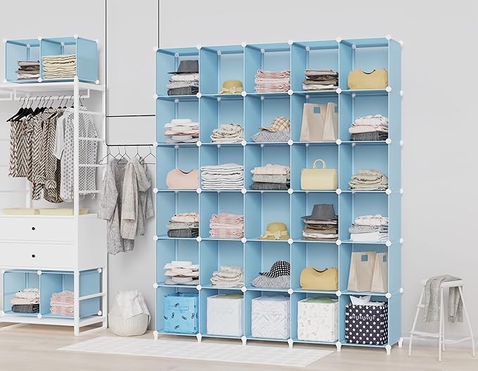 HOMIDEC Closet Organizers and Storage, 9 Cube Storage Organizer, Blue | Portable Closet Organizer Storage Cubes Shelves for Bedroom, Kids Room, Bathroom, Wardrobe