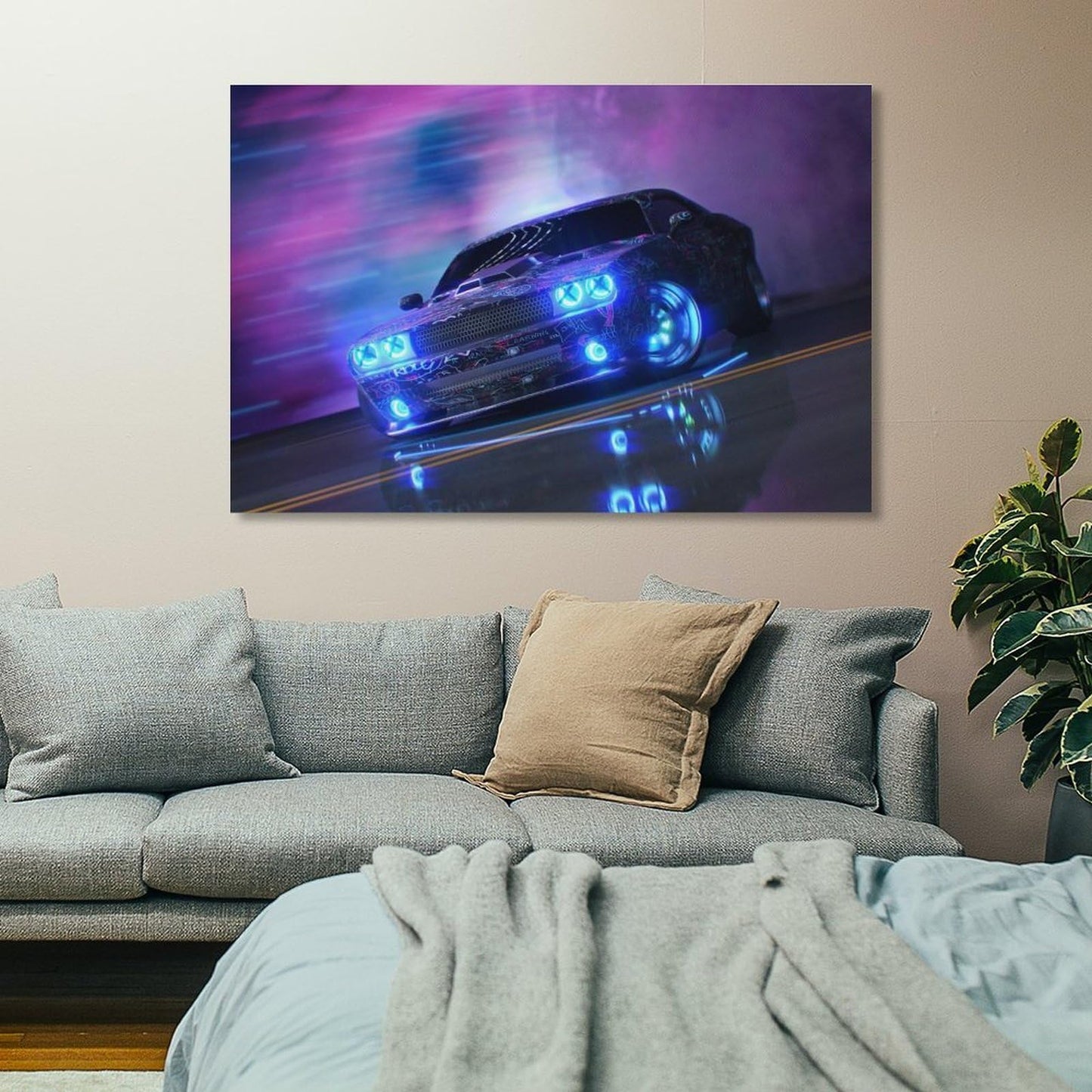 Muscle Car JDM Neon Sport Car Posters for Room Mens Living Room Bedroom Decor Aesthetic Art Prints Car Wall Decor Canvas Art Wall Decor Framed Unframed 12x18inch(30x45cm)