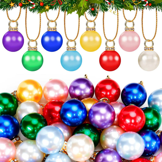 112 Pcs Christmas Mini Balls Ornaments, 0.6 x 0.4 Inch Miniature Christmas Glitter Colorful Balls, Mini Hanging Pendant Ball for Xmas Tree DIY Craft Holiday Decorations
