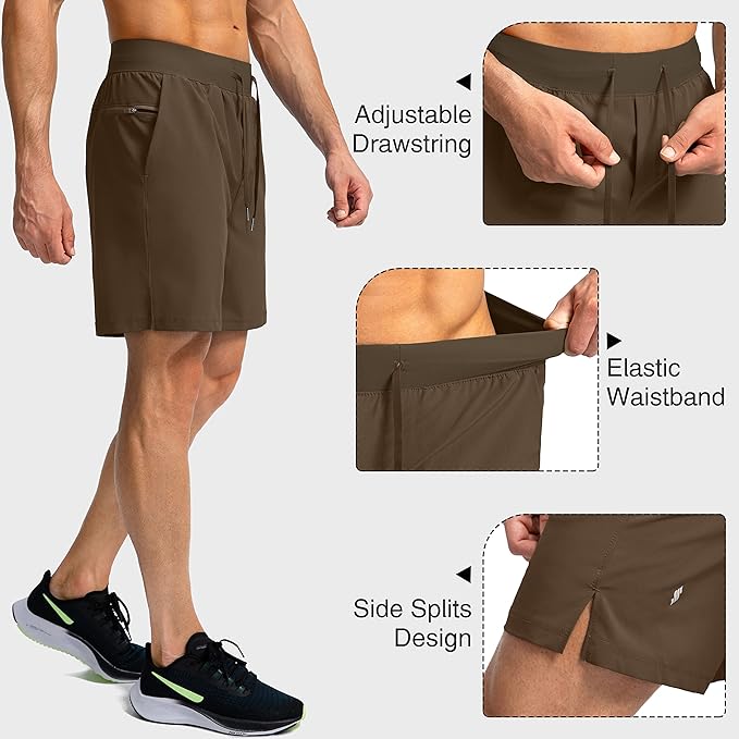 Men's Running Shorts with Zipper Pockets 9 Inch/ 7 Inch / 5 Inch Lightweight Quick Dry Gym Workout Athletic Shorts for Men