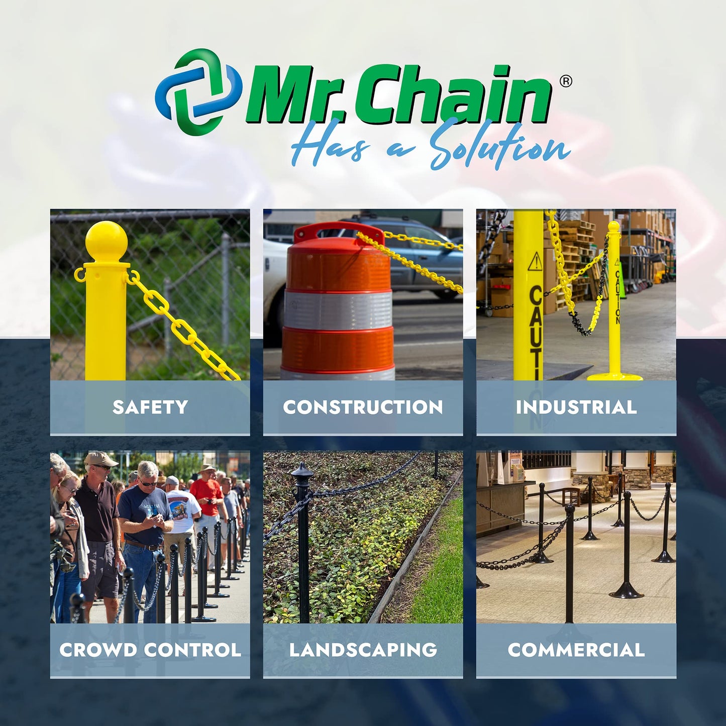 Mr. Chain Plastic Barrier Chain, Magenta, 1.5-Inch Link Diameter, 100-Foot Length (30018-100)