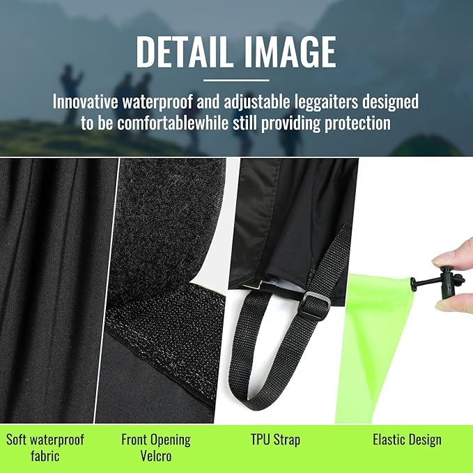 INNOLIFE Unisex Waterproof Snowproof Outdoor Hiking Walking Gaiters Climbing Hunting Snow Legging Leg Cover Wraps