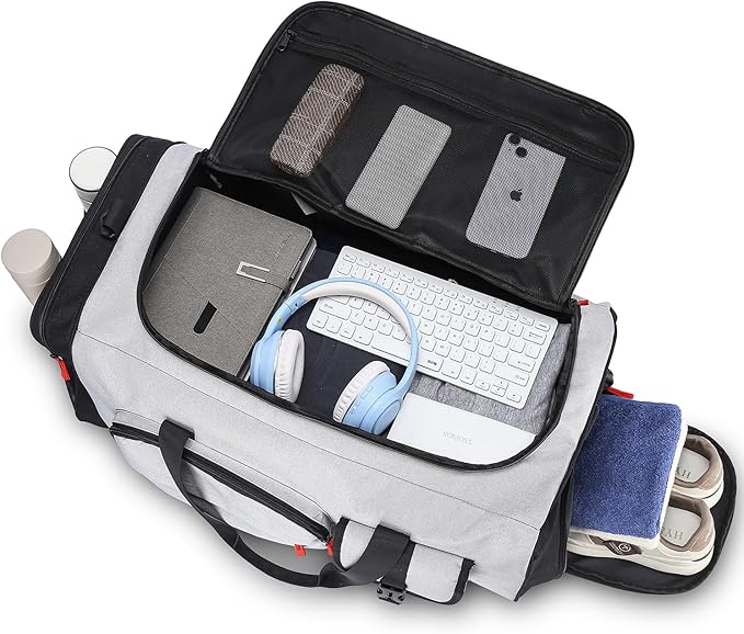 Lyweem Large Duffle Bag Backpack for Travel, 70L Heavy Duty Gym Duffel Bag with Shoes Compartment for Men & Women, Weekender Overnight Sports Backpack for Traveling