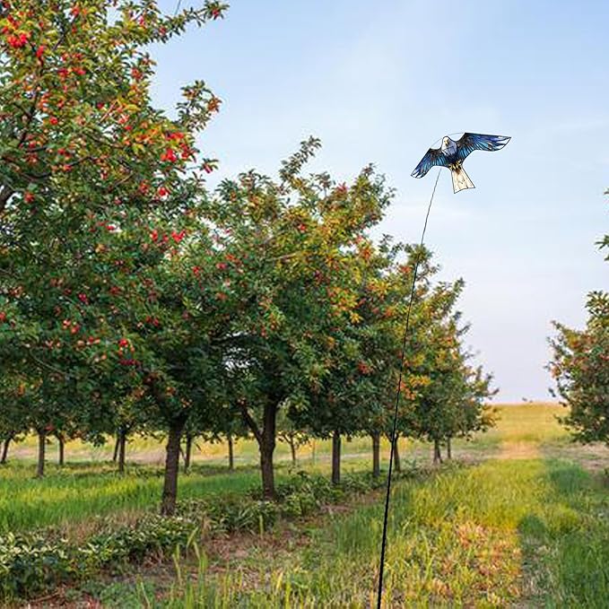 HENGDA KITE Bird Hawk Flying Kite with Pole Crops Farm Protector Bird Scarer Flying Kite with 4m Pole Blue