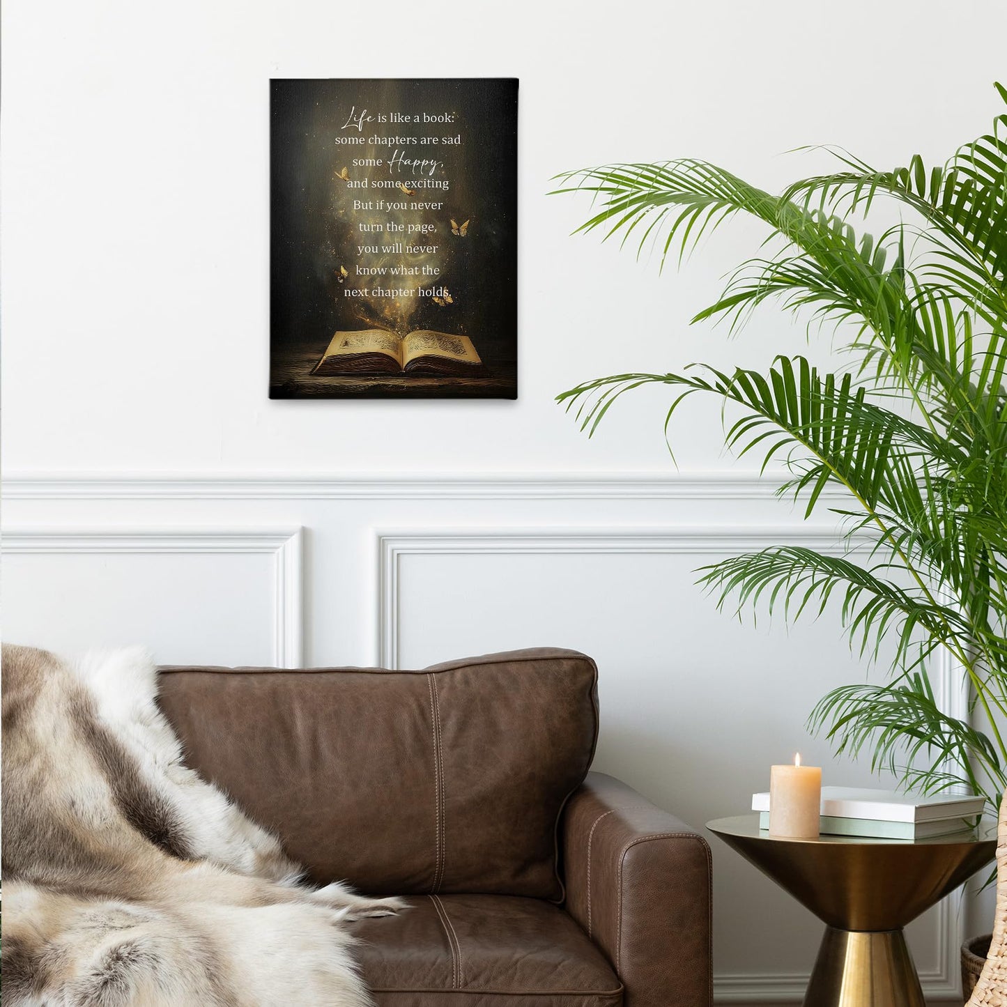 PHAMTE Inspirational Wall Art Decor Canvas 11x14, Motivational Quotes Pictures Decorations, Life Is Like a Book inspirational Quotes Framed Prints Artwork for Bedroom Living Room Office Decor