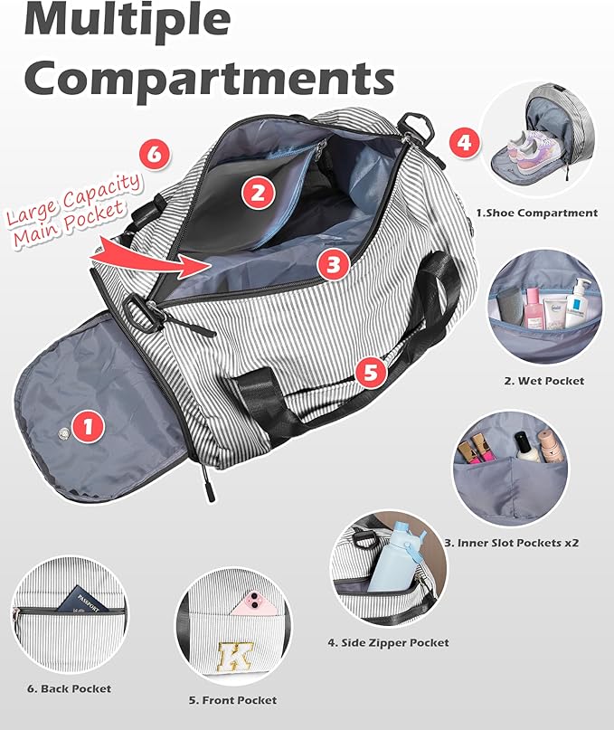 Cool Stuff for Teen, Girl Gym Bag, Kids Monogram Overnight Duffel Bags with Shoe Compartment, Personalized Travel Bag with Makeup Pouch, Gift for 7 8 9 10 11 12 Year Old Girls (Letter S)