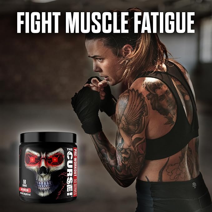 JNX SPORTS The Curse! Pre Workout Powder for Men & Women, Caffeine, Beta-Alanine, Creatine, L-Citrulline, 50 Servings, Watermelon Flavor ??Boost Energy, Strength & Focus
