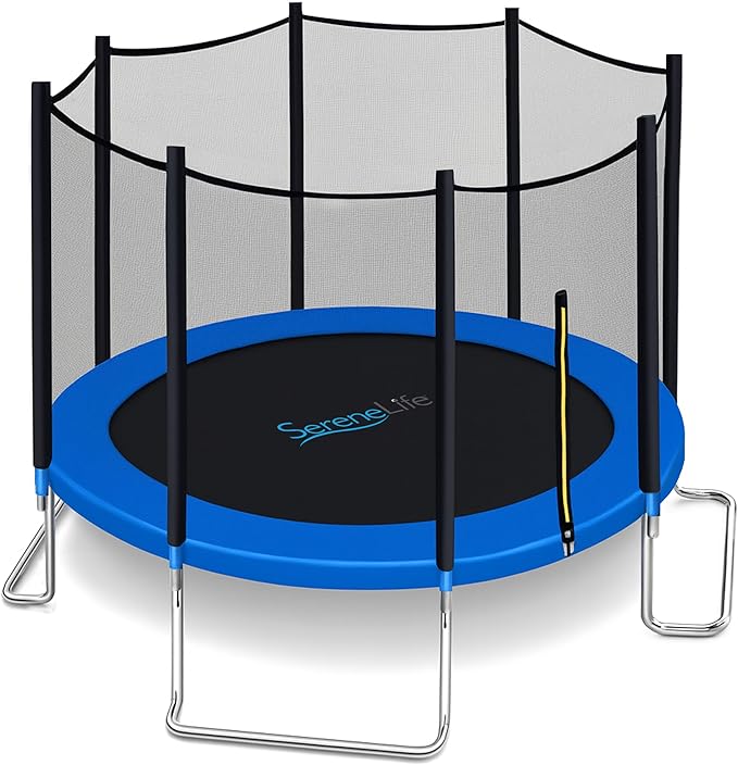 Serenelife 12FT 10FT 8FT Recreational Trampolines with Enclosure Net and Ladder and Anti-Rust Coating, ASTM Approved Trampoline Outdoor for Kids and Adults Outdoor Yard Trampolines