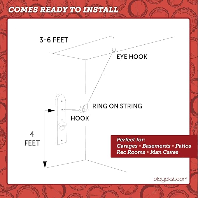 Play Platoon Hook and Ring Toss Bar Game for Adults - Wood Toss Ring Game for Adults - Perfect Home, Basements, & Bar Gifts