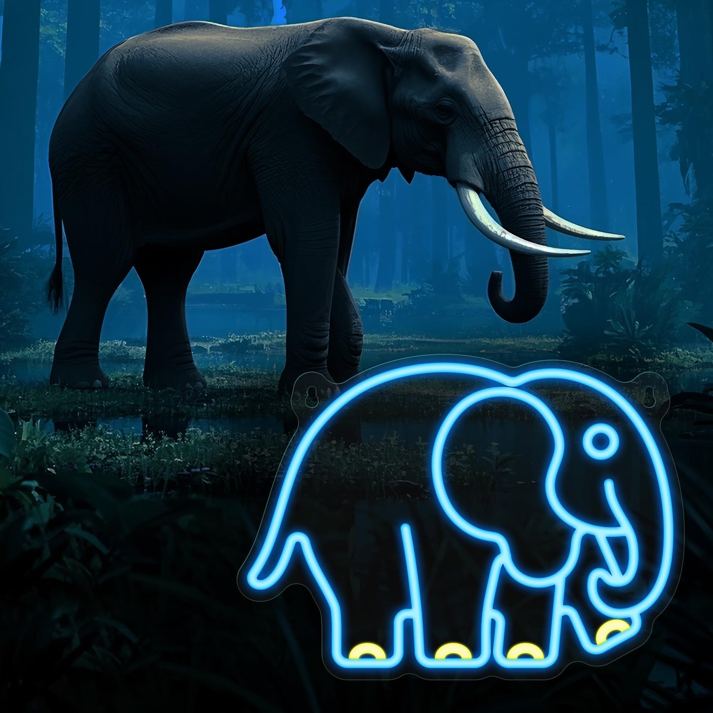YuanDian Elephant Neon Sign, Animal Neon Lights for Bedroom Living Room Wall Decor, Birthday Party Gifts for Kids Adults People Who Like Elephants