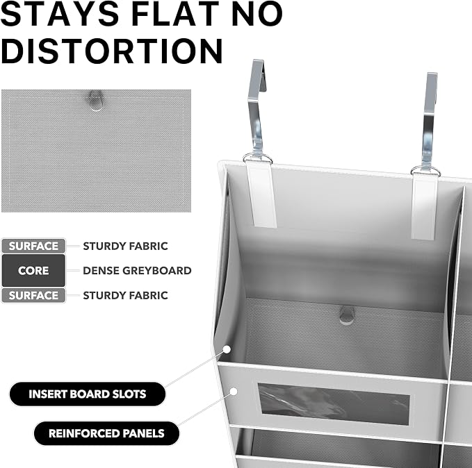 Simple Houseware Extra Large Heavy Duty Over the Door Organizer with 10 Clear Window Pockets, 80 lbs Capacity for Pantry, Closet, Bathroom, Gray