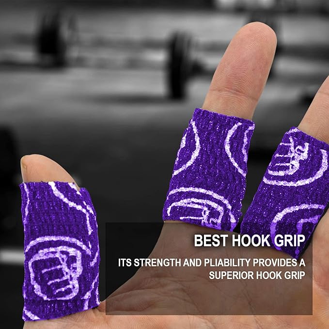 WOD Nation Flexible Hook-Grip Athletic Tape ??Easy-Tear, Sweat-Proof Thumb & Finger Strips for Weightlifting