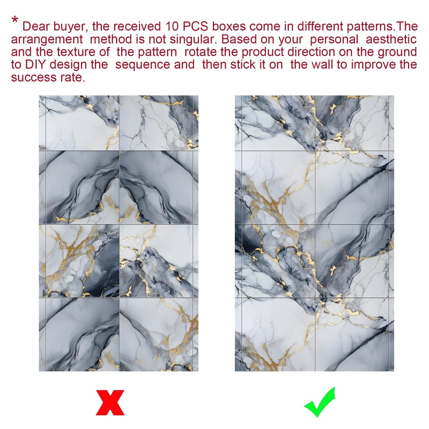 10pcs Thick Marble Peel and Stick Waterproof Wall Panels,Heat-Resistant Backsplash Tile, 23.6"x11.8" PVC Foam Wall Sticker for Kitchen,Living Rooms,TV Walls,Blue and Gold (Not Real Tile 19.4Sq. Ft.)