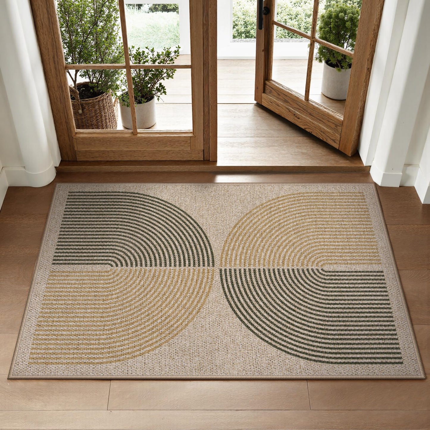 Lahome Enfys Rainbow Easy Jute Rug, 2x3 Entryway Rug Indoor Outdoor Front Door Mat, Farmhouse Neutral Non Slip Non Shedding Washable Kitchen Mats for Floor Foyer