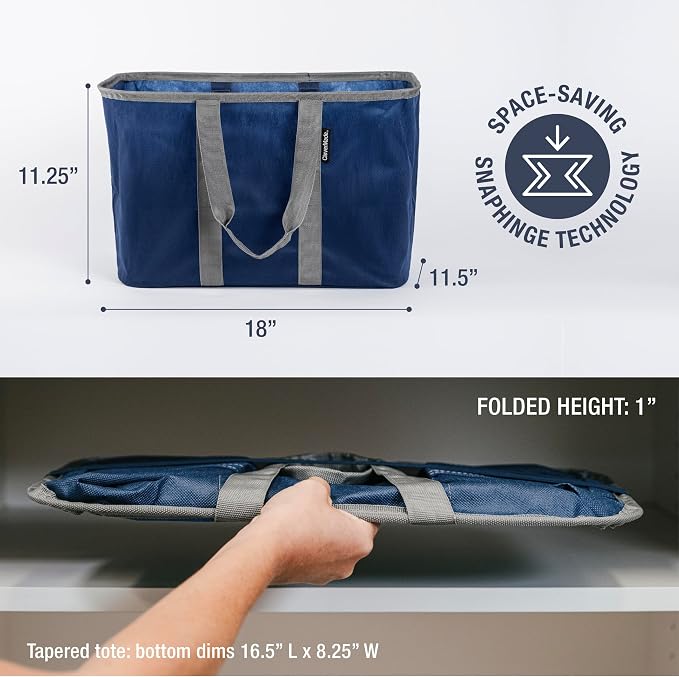 CleverMade EcoBasket Collapsible Tote Basket – Reusable Grocery Tote