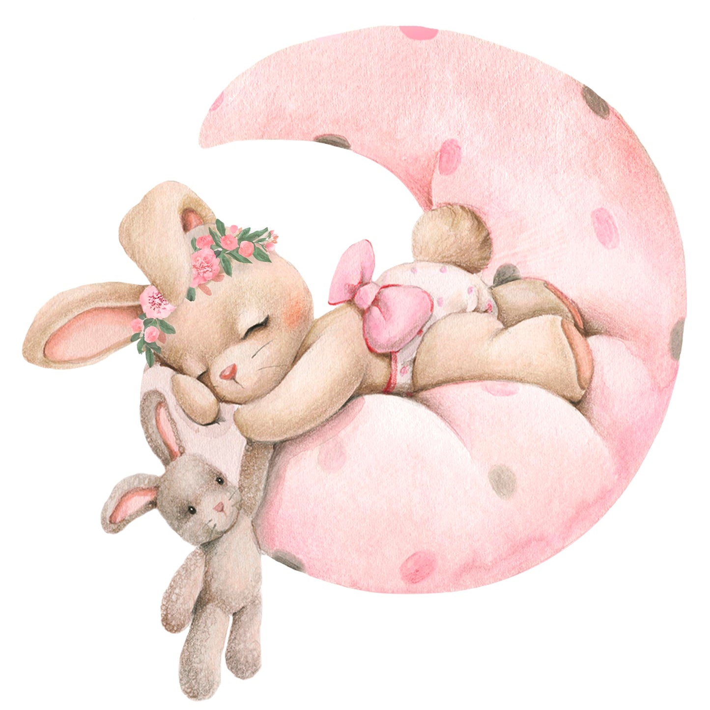 Pink Bunny Nursery Wall Decals-Baby Girl Room Rabbit Wall Decor, Animal Stickers for Kids Playroom, Toddler Bedroom and Nursery Decoration, Removable Vinyl Decals, Peel and Stick Easy to Apply.