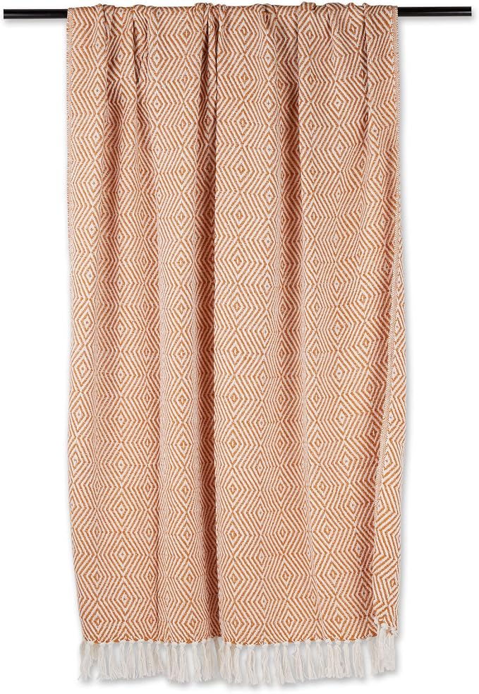 DII Diamond Throw Collection Woven Cotton, 50x60, Pumpkin Spice (Pack of 2)