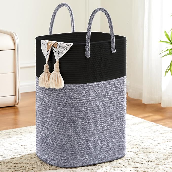 Artfeel Laundry Basket,Woven Cotton Rope Laundry Hamper,80L Versatile Storage for Dirty Clothes,Baby Toys,and Blankets in Bathroom, Nursery,and Living Room