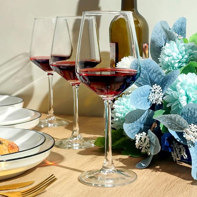 Wine Glasses Set of 12, 12oz Clear Red/White Wine Cup, Long Stem Wine Glasses for Party, Wedding and Home