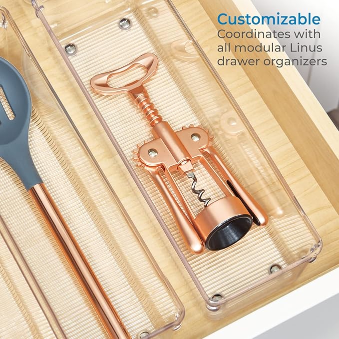 iDesign Utensil Holder & Silverware Organizer, Set of 2 | 4" x 12" x 3", Clear, Kitchen Utensils Storage, Countertop Storage
