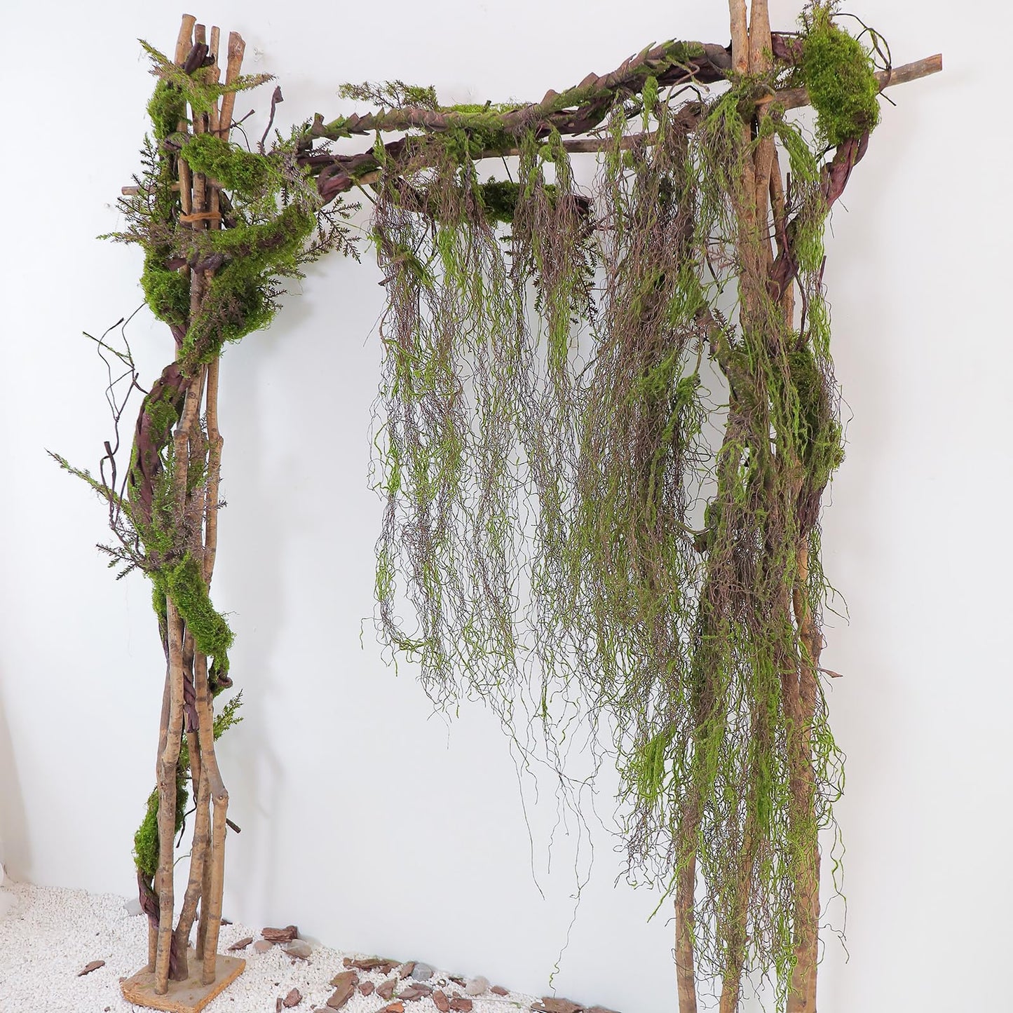 1Pcs 78.9inch Large Bendable Artificial Tree Branches Moss Sturdy Hanging Plants Leaves Grape Vines Thick Tree Trunk Twigs Greenery Stems Cherry Blossom Garland for Halloween Outdoor Forest Decor