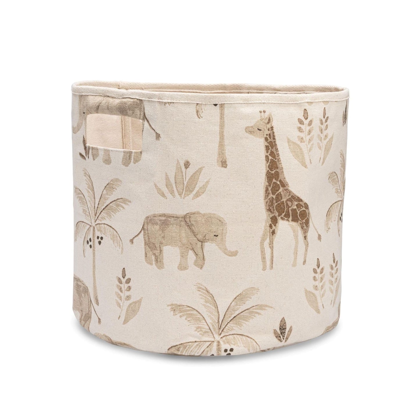 Crane Baby Fabric Round Nursery Storage Basket, Toy Storage, Safari Animal, 13"x12", Toy Basket, Baby Storage Organizer, Toy Organizers and Storage Bins, Baby Organizers and Storage, Toy Bins