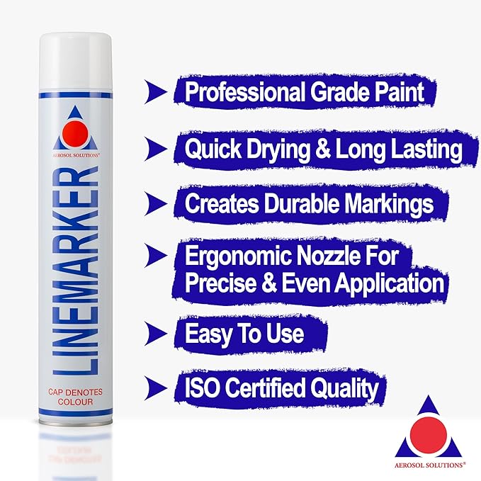 Line Marker, Grass and Road Spray Paint, Athletic Field Striping Paint Spray -White 26 Fl Oz (Pack of 1)