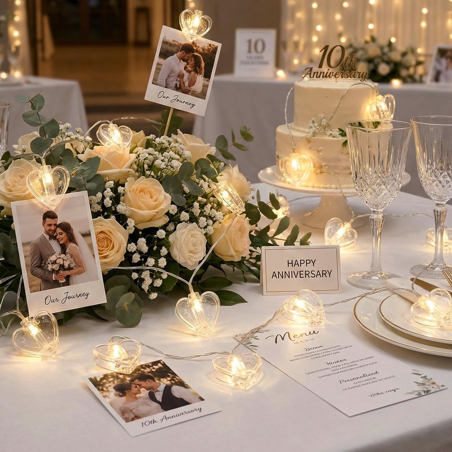 20 Photo String with Clips for Hanging Pictures,9.85Ft Valentine's Day Clear Photo Clip Lights for Wall Bedroom Wedding Birthday Party Home Decorations (Heart-USB)