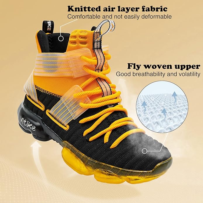 JMFCHI Kids Basketball Shoes High-top Sports Shoes Sneakers Durable Lace-up Non-Slip Running Shoes Secure for Little Kids Big Kids and Boys Girls