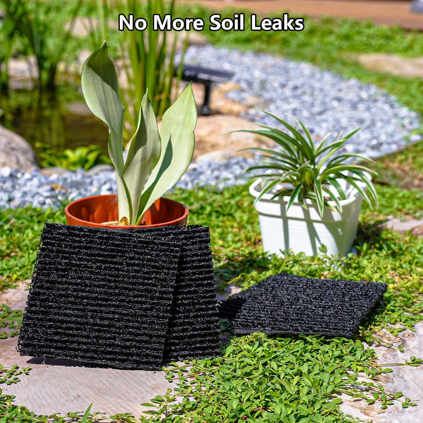 YENXIKU 6-Pack Flexible Plant Pot Mat - Planter Water Liners for Inside of Potted Plants, Easy-to-Cut Soil Protection & Aeration Mat (6.3 inch)