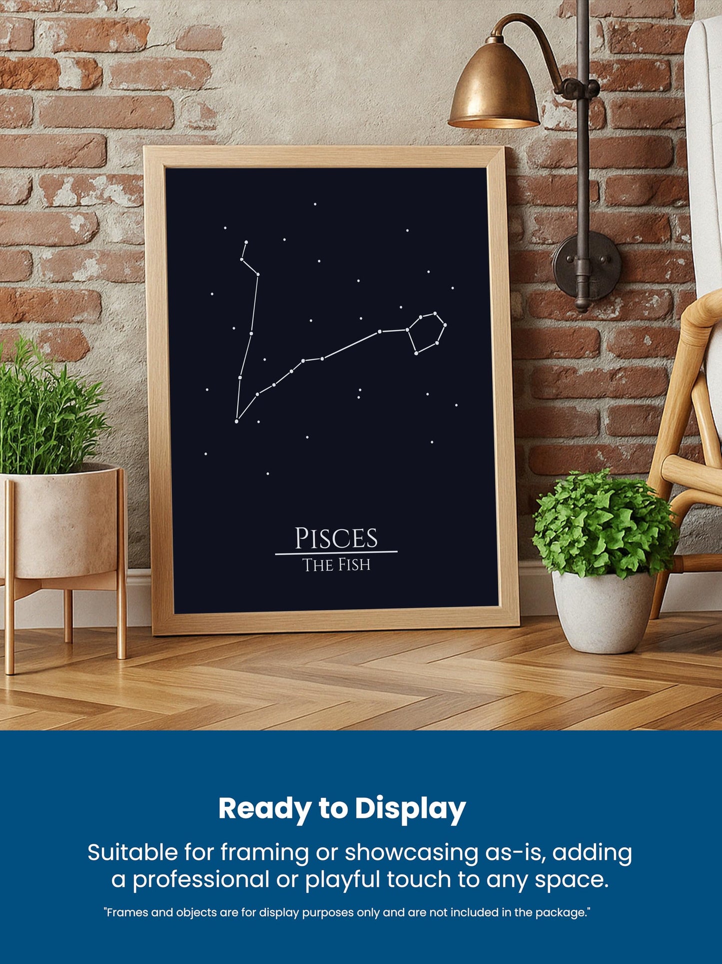 Zodiac Wall Art – Pisces Constellation Poster 11x14, Astrology Wall Art Print in Midnight Black – Pisces Zodiac Sign Gift for Women or Men, Celestial Bedroom or Office Decor, Unframed