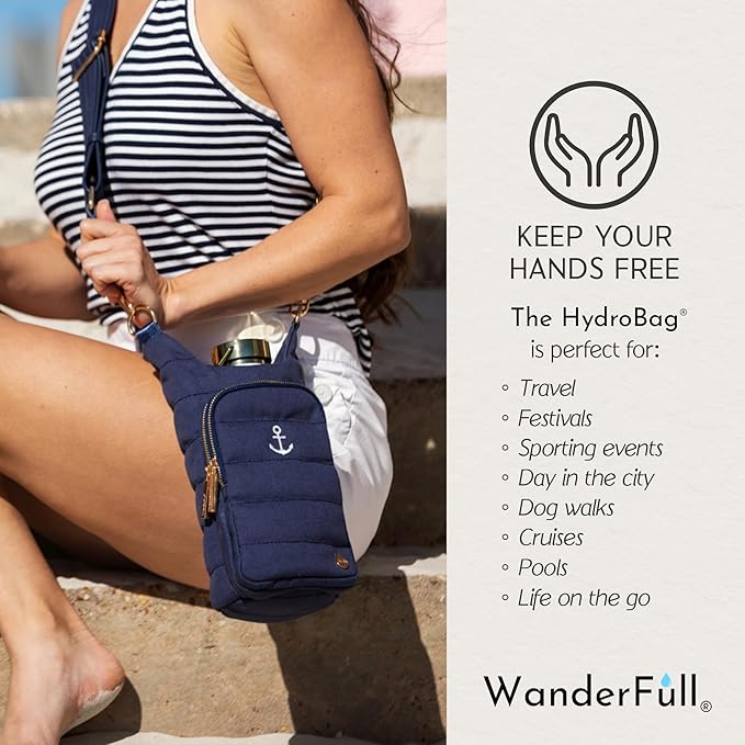 WanderFull® Original HydroBag® Collection, Water Bottle Holder w/Strap & Phone Pocket, Hands-Free Crossbody Water Bottle Bag