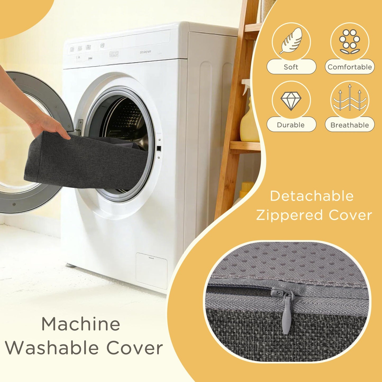 MineCozy Recliner Cushions for Elderly Square Chair Pads with Non-Slip Bottom for Couch Armchairs Booster Comfy 20"x20"x3.8" Recliner Cushion for Long Sitting with Washable Cover 1 Pack Dark Grey