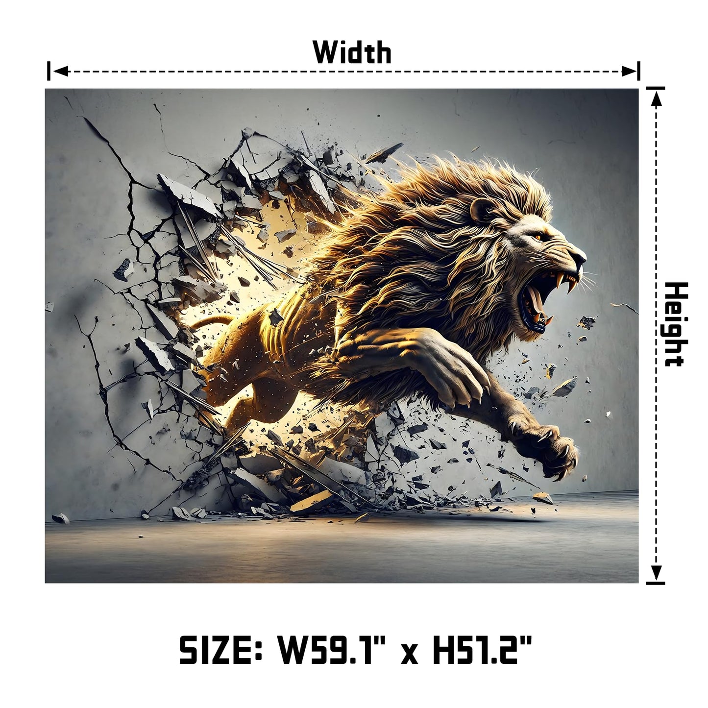 AOHMPT 3D Tapestry, 59"x51" Animal Print Poster, Lion Tapestry,Wall Art Painting for Bedroom and Living Room 59"x51"