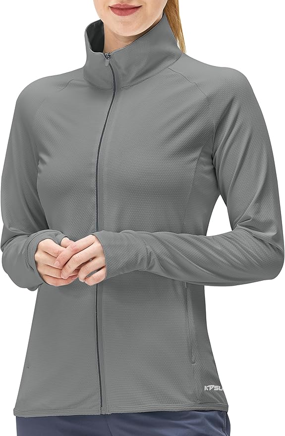 Women's UPF 50+ UV Sun Protection Clothing Long Sleeve Athletic Hiking Shirts Lightweight SPF Zip Up Outdoor Jacket