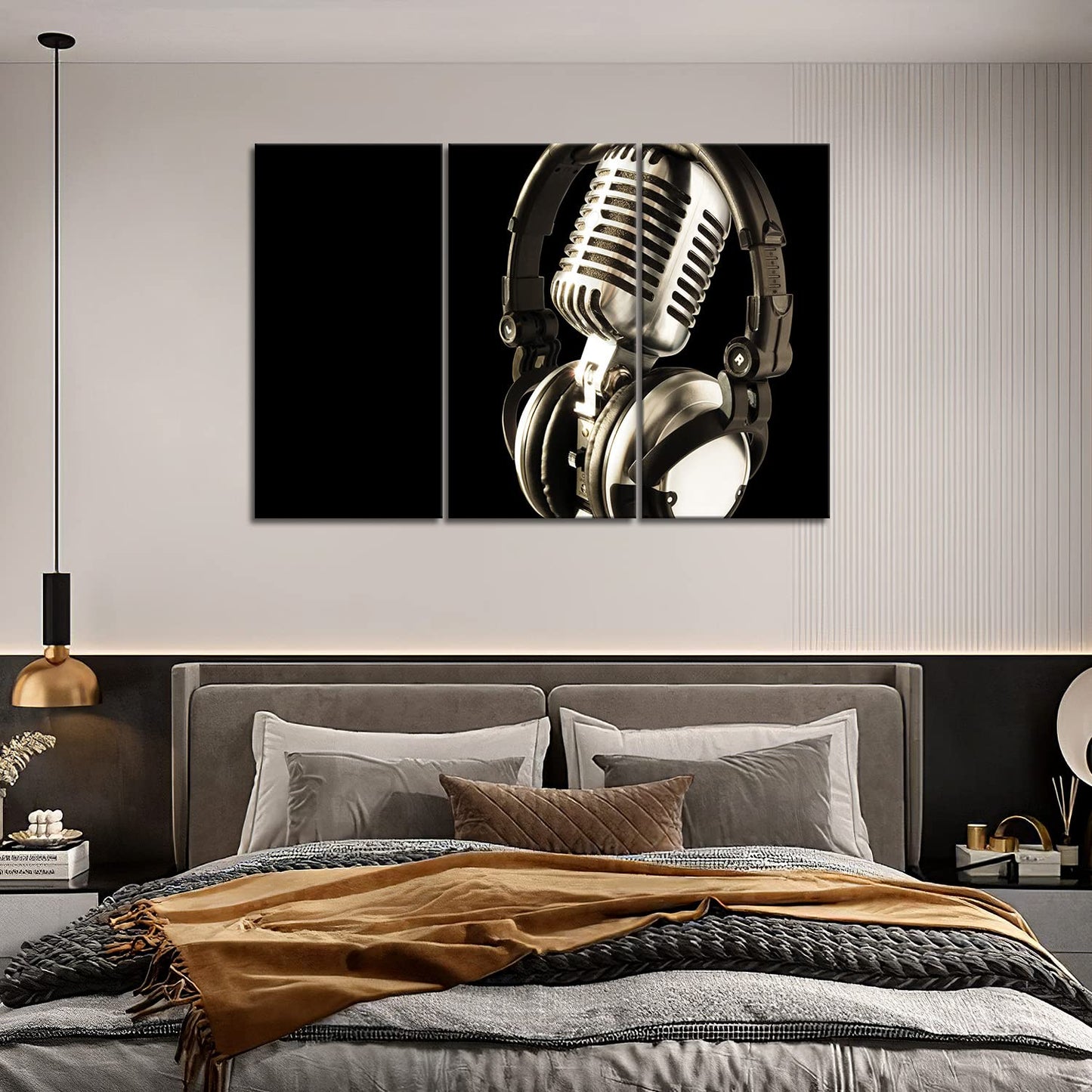 Firstwallart Headphone And Microphone Hangs On It Wall Art Painting The Picture Print On Canvas Music Pictures For Home Decor Decoration Gift
