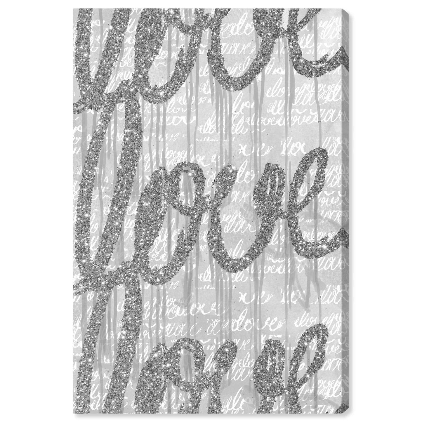The Oliver Gal Artist Co. Oliver Gal Round Tall Glitter' Silver Typography Wall Art Print Premium Canvas, 16" x 24", Gray