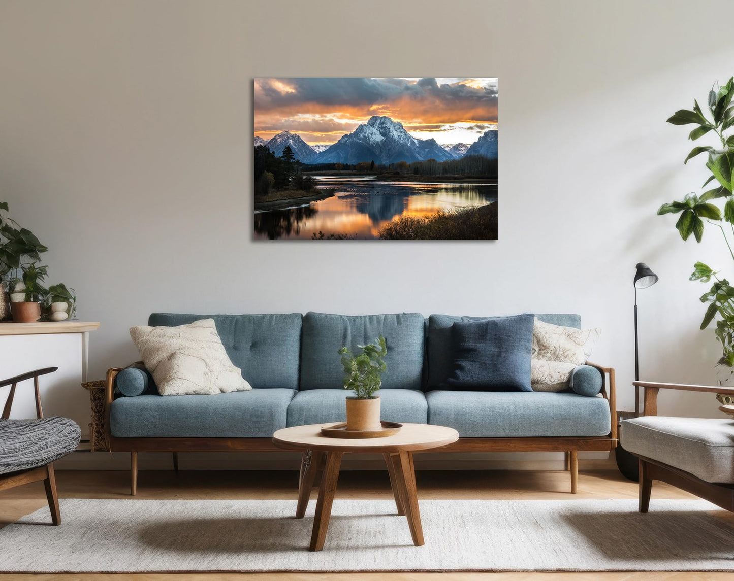 SKASNFAI Grand Teton National Park Canvas Wall Art Mountain Landscape Print Picture Framed Nature Wall Decor for Living Room Office (12L x 16W)