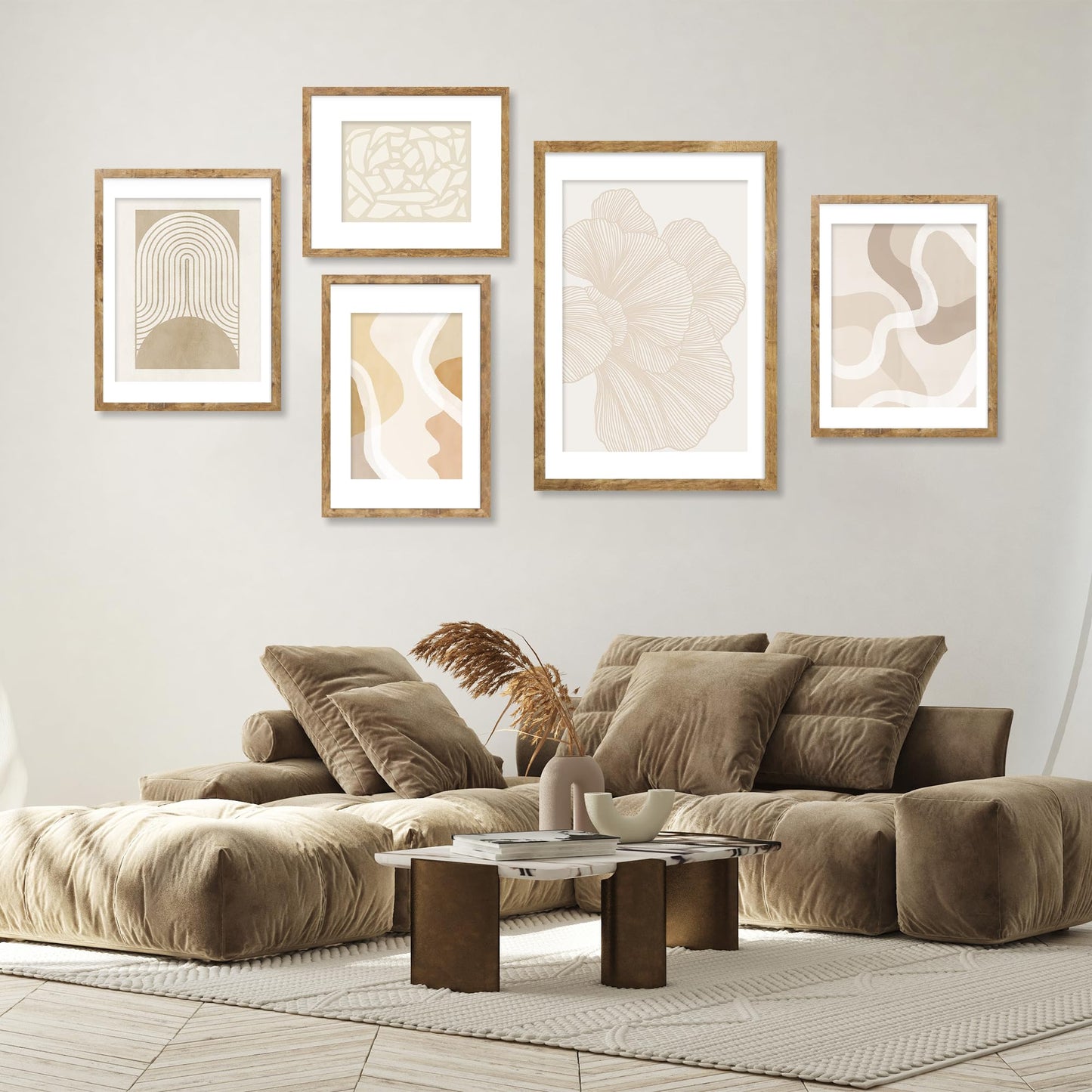 iRahmen 16x20 Picture Frame Set of 2 with Plexiglass, Display Pictures 11x14 with Mat or 16 x 20 Without Mat, Rustic Brown Wood Poster Frame for Photo Wall Gallery Mounting