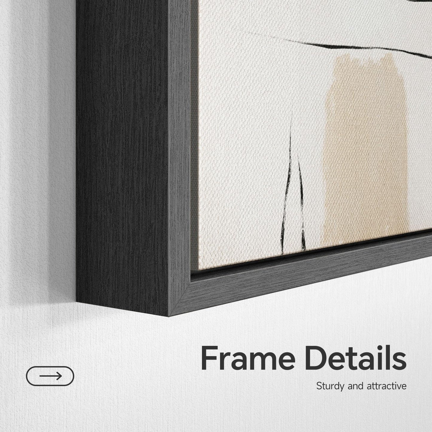 Framed Black and White Abstract Wall Art for Living Room, Large 3 Piece Neutral Minimalist Canvas Artworks, Modern Painting Prints for Dining Room Hallway Home Office Wall Decor, 24x36 In