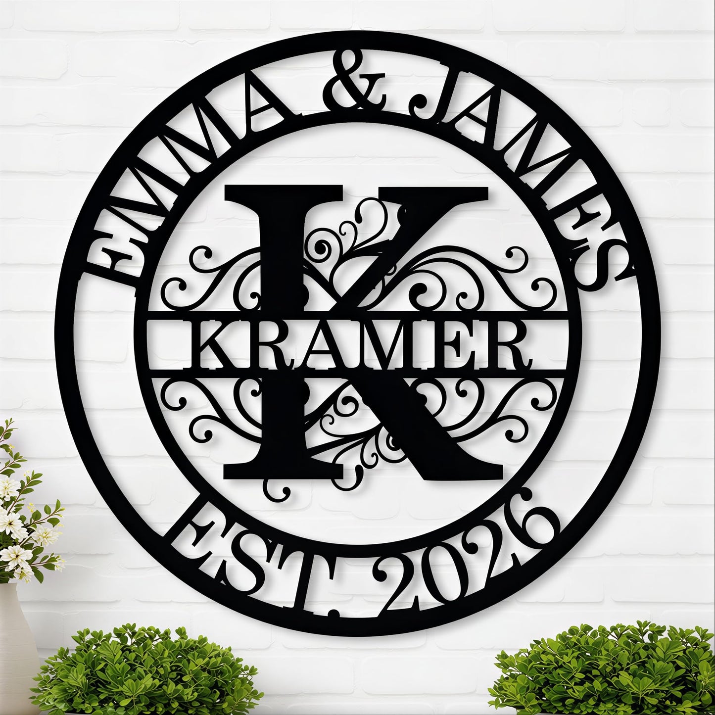 Personalized Metal Name Signs, Split Letter Monogram Wall Decor, Custom Last Name Sign, Family Name Sign for Outdoor, Personalized Wedding Gift, Garden Decor, Metal Wall Art, Housewarming Gift (MonogramDesign_8)