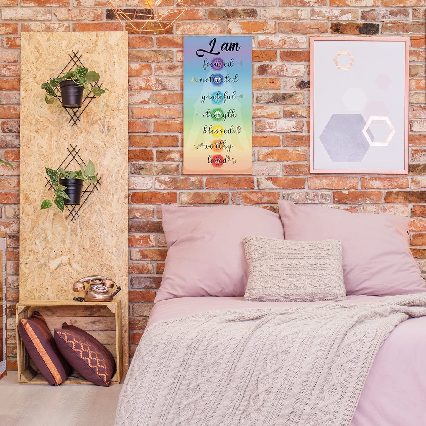 Blulu Chakra Quotes Sign Buddha Wall Decor Yoga Zen Wall Art Wooden Spiritual Decor 7 Chakra Hanging Motivational Meditation Buddhism Spa Room Sign for Yoga Living Room Bedroom Bathroom(Love Style)