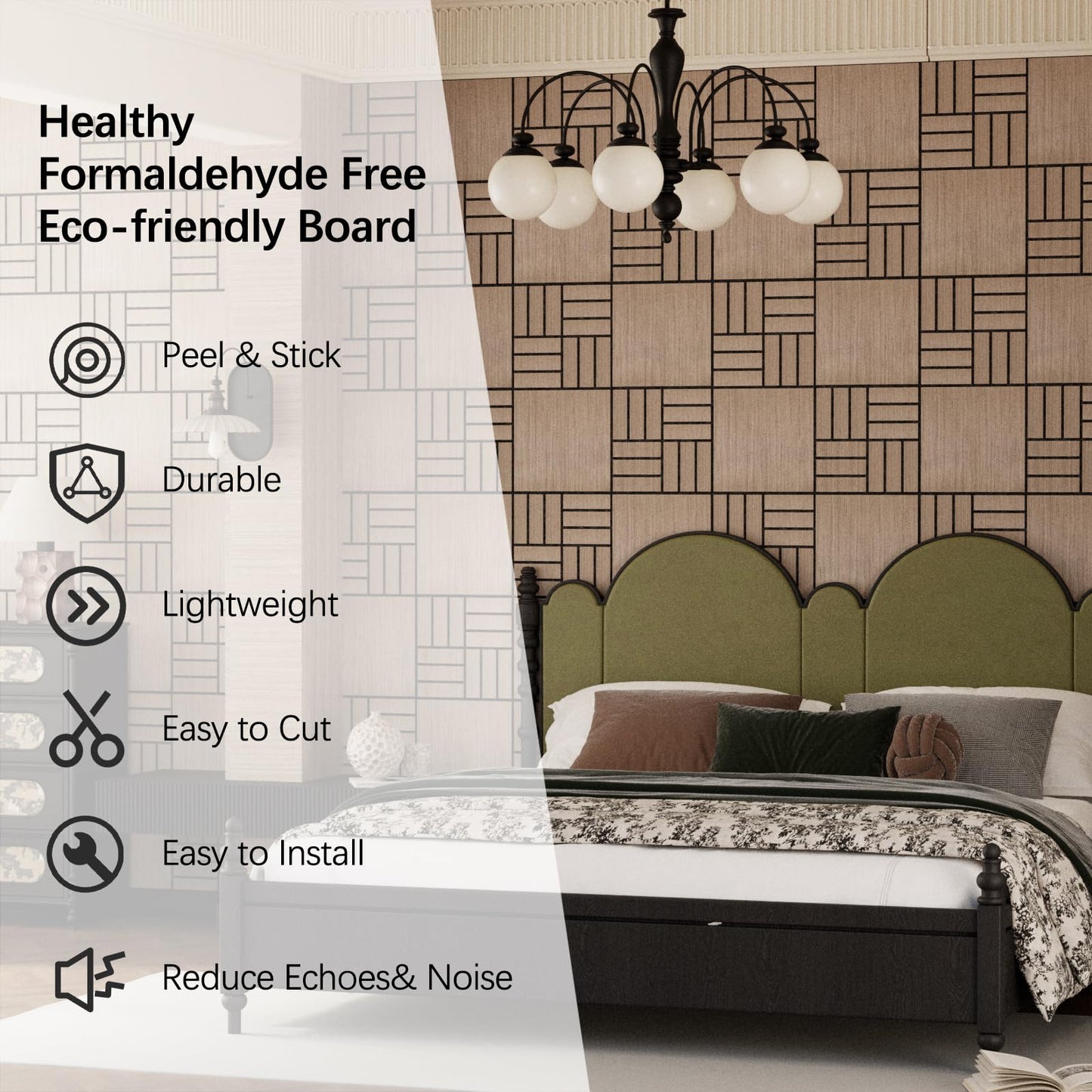 ARMURO 4 Packs Acoustic Wall Panels - Self-Adhesive 3D Wood Slat Wall Panel- Peel and Stick Sound Absorbing Panels for Noise Reducing - Feature Wall Decor for Home & Office