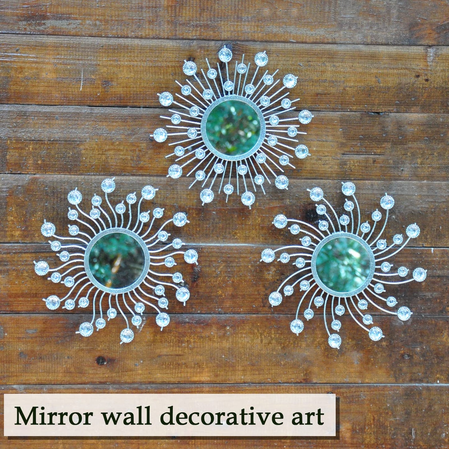 Mirror Wall Decor Metal Sun Mirror Home Decoration Wall Art Decorative Suitable for Living Room Bedroom Bathroom Entryway