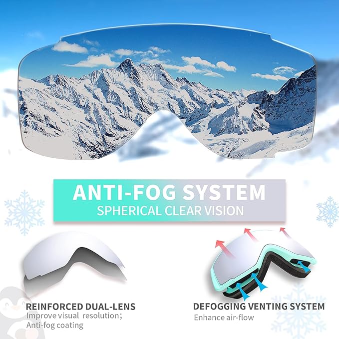 Freela Kids Ski Snowboard Goggles for Toddler(3-14) Youth Anti Fog Anti UV Goggles Girls Boys Snow Skiing Equipment