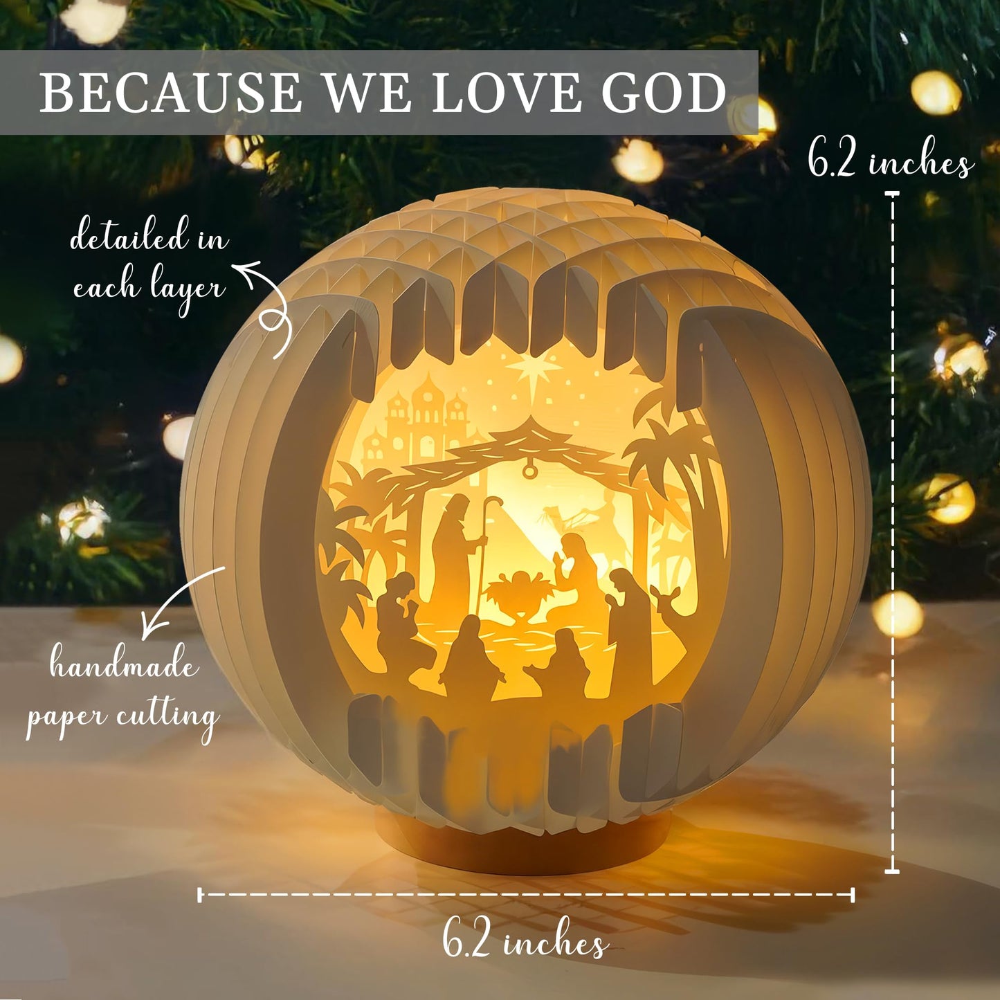 Light Up Nativity Scene Indoor with LED Light for Tabletop, Paper Christmas Jesus Decorations, Small Nativity Easter,Christmas Story Gifts,Religious Christian Gifts for Women,Nacimientos de Navidad