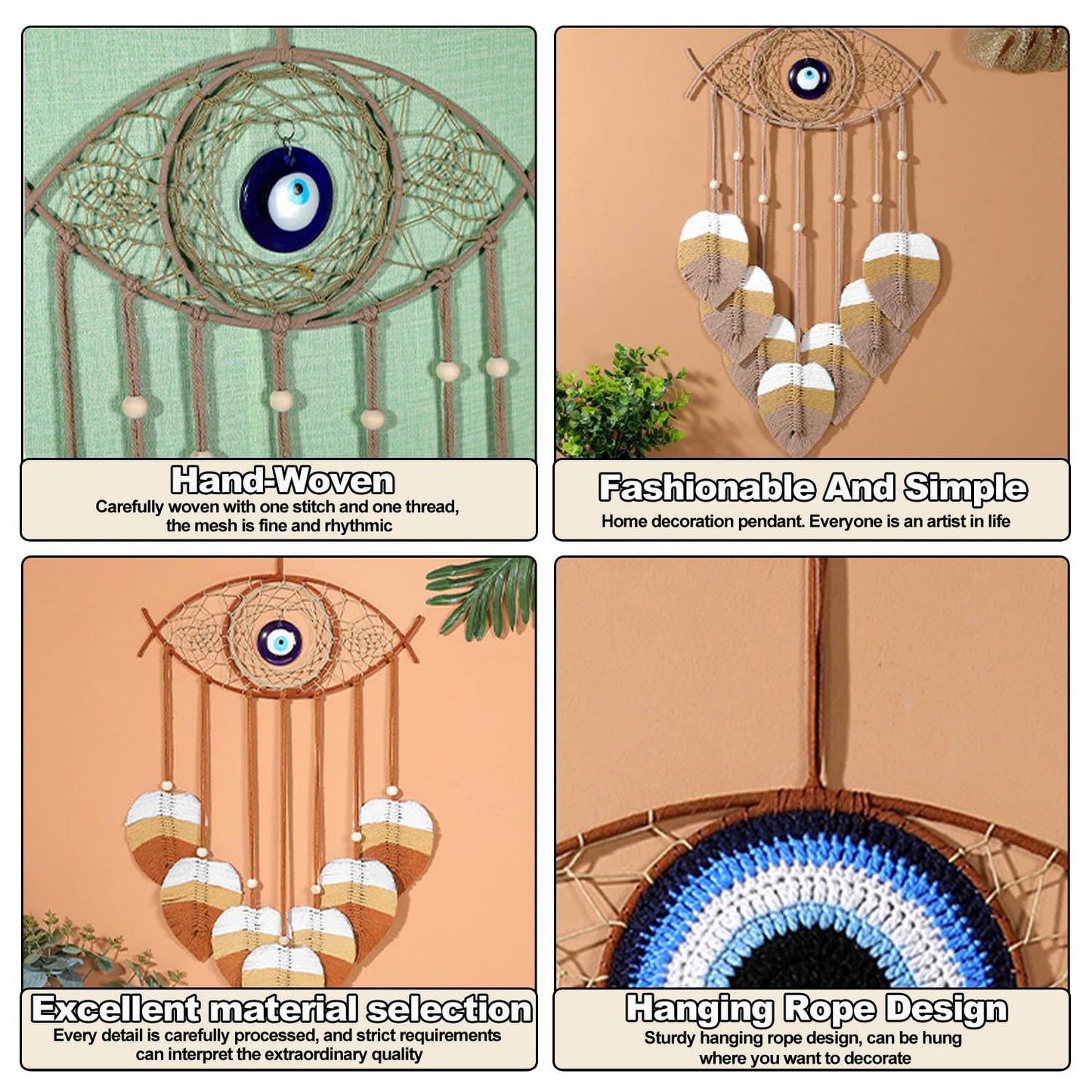 JUXDZISHW Natural,Macrame Wall Hanging Leaves Chic Woven Leaf Tassels Decoration Cotton Ornaments Tapestry Room Decor Modern Bohemian Handmade Feather Wall Art Decorations for Apartment Backdrop