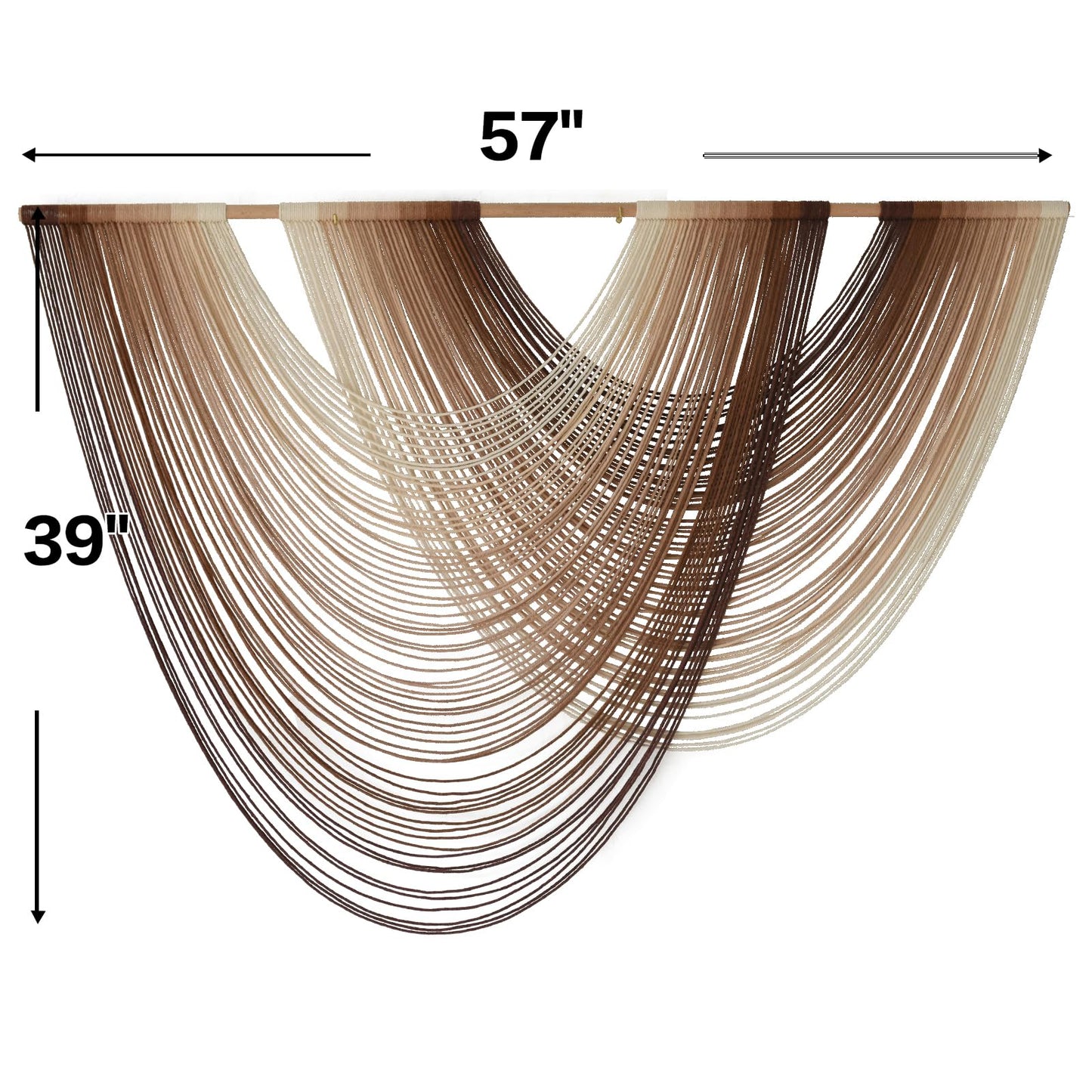 Macrame Wall Hanging Dip-Dye Boho Home Decor Fiber Wall Art Craftsmanship Bedroom Livingroom 57" W x 39" L