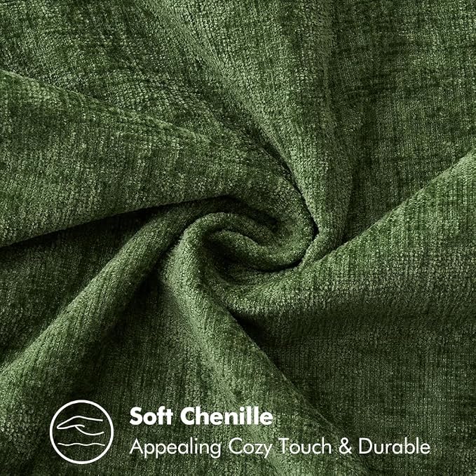 MIULEE Pack of 2 Couch Pillow Covers 16x16 Inch Moss Green Farmhouse Decorative Throw Pillow Covers with Stitched Edge Soft Chenille Solid Dyed Pillow Covers for Sofa Bed Living Room, Forest Green